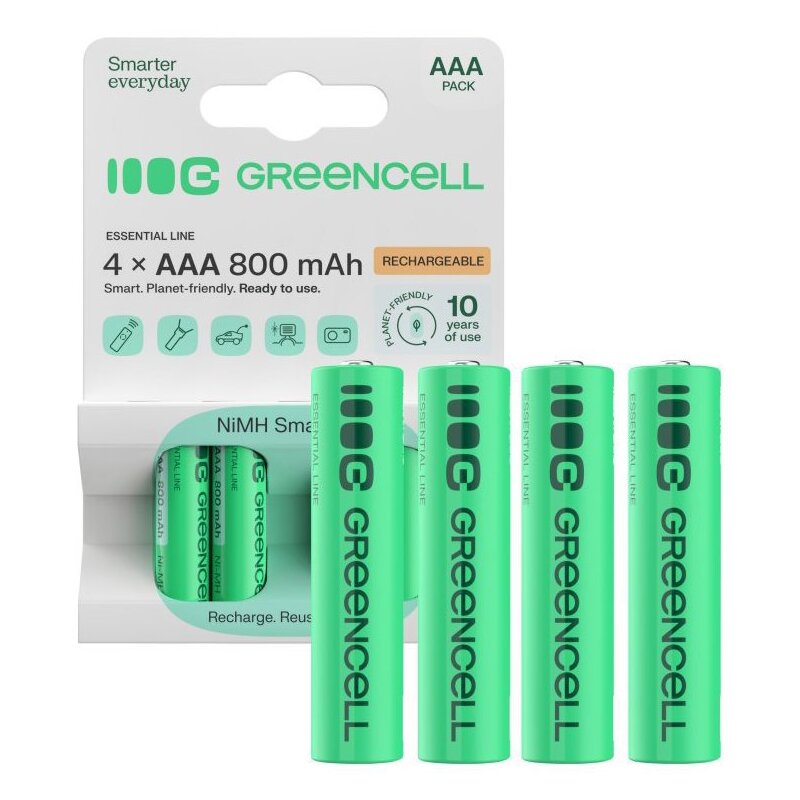 Green Cell Baterie Akumulatorki Paluszki 4x AAA HR03 800mAh