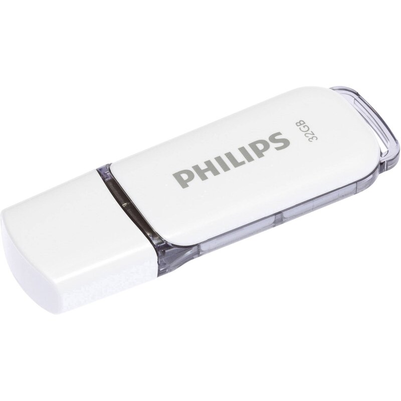 Pendrive PHILIPS Snow 32GB, USB 2.0, Odczyt 23 Mb/s, Zapis 15 Mb/s Biało-szary