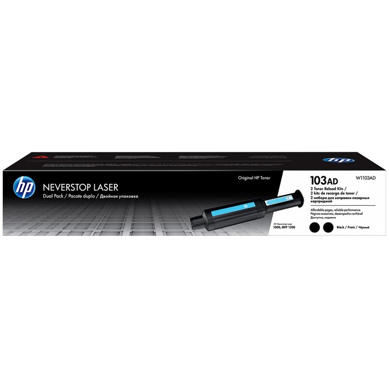 Oryginalny zestaw do uzupełniania tonera HP Neverstop 103A W1103AD Czarny dwupak