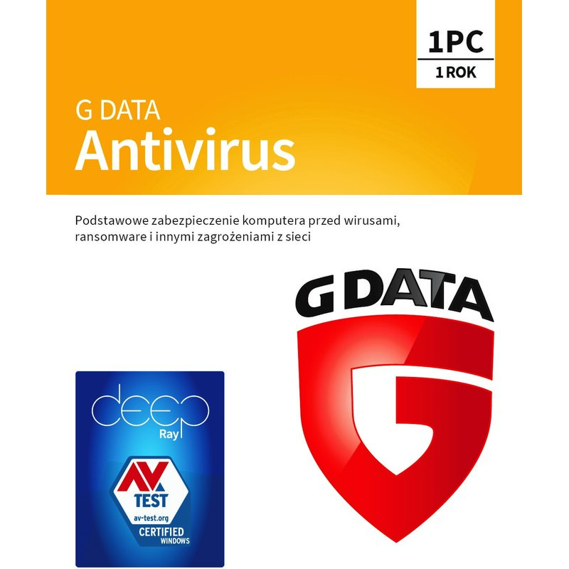 Antywirus G DATA Antivirus 1 URZĄDZENIE 1 ROK Kod aktywacyjny