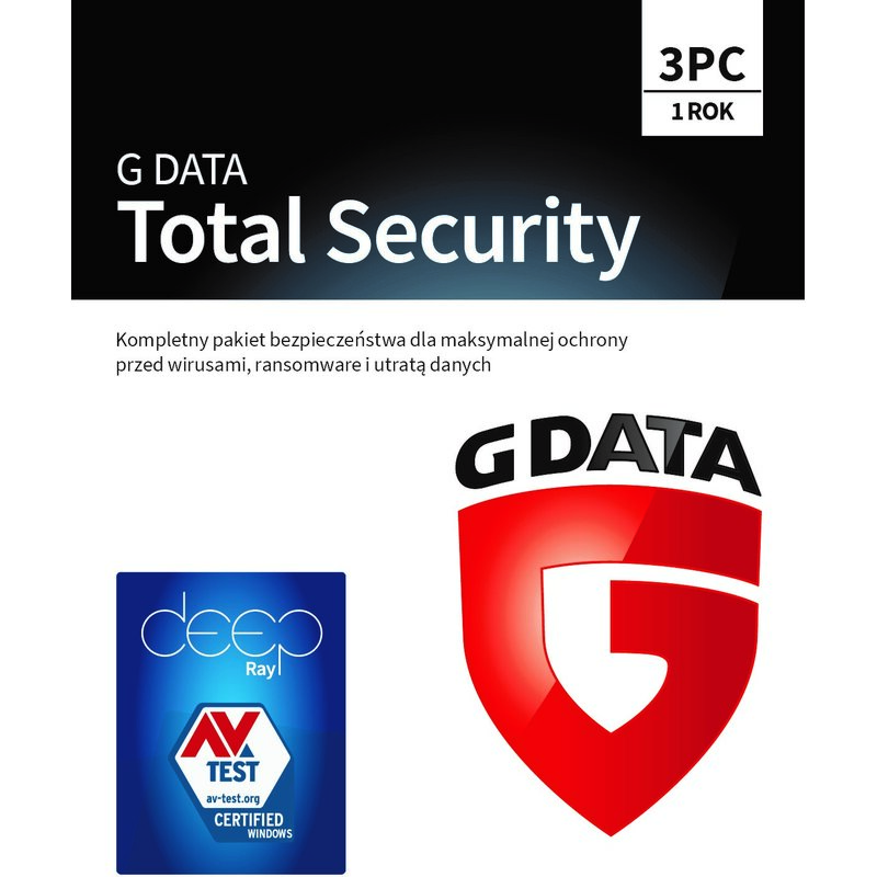 Antywirus G DATA Total Security 3 URZĄDZENIA 1 ROK Kod aktywacyjny
