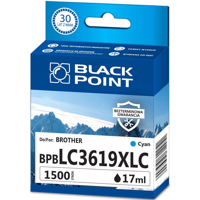 Tusz BLACK POINT do Brother LC-3619XLC Błękitny 17 ml BPBLC3619XLC