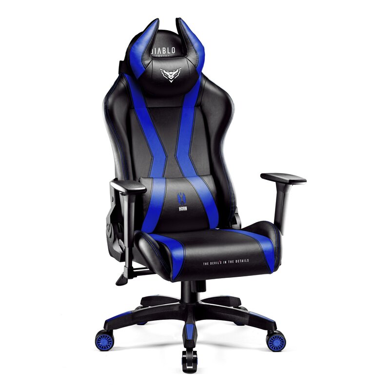 Diablo Chairs X-Horn 2.0 Normal Size Gamingowy do 160kg Skóra ECO Czarno-niebieski