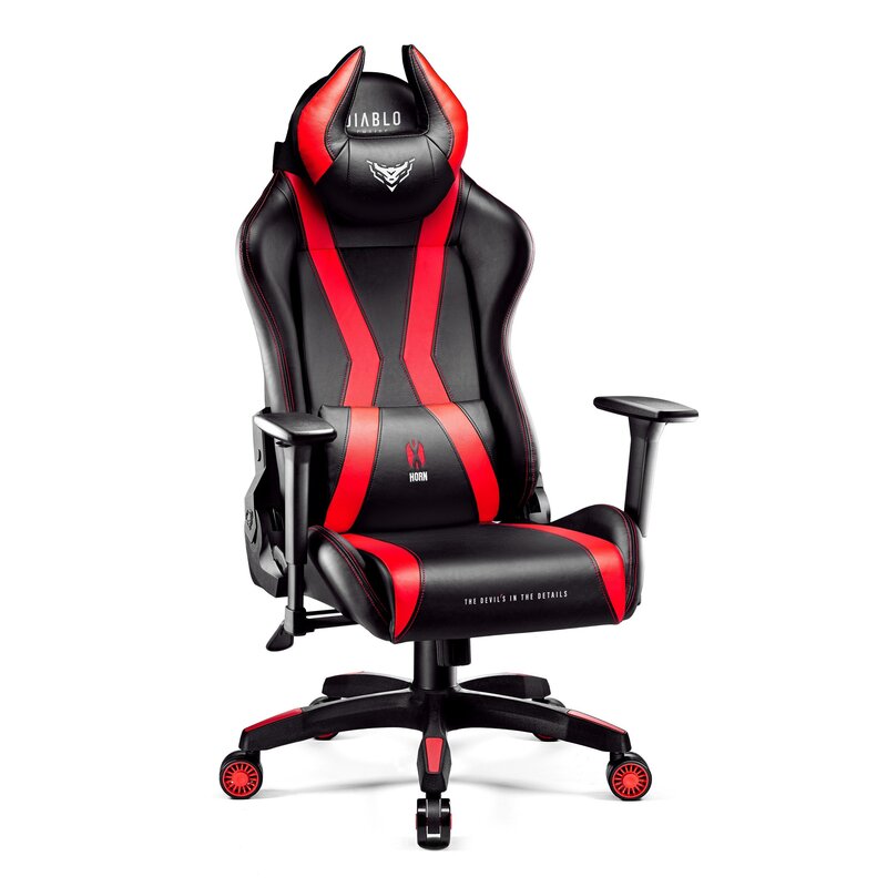 Diablo Chairs X-Horn 2.0 King Size Gamingowy do 180kg Skóra ECO Czarno-czerwony