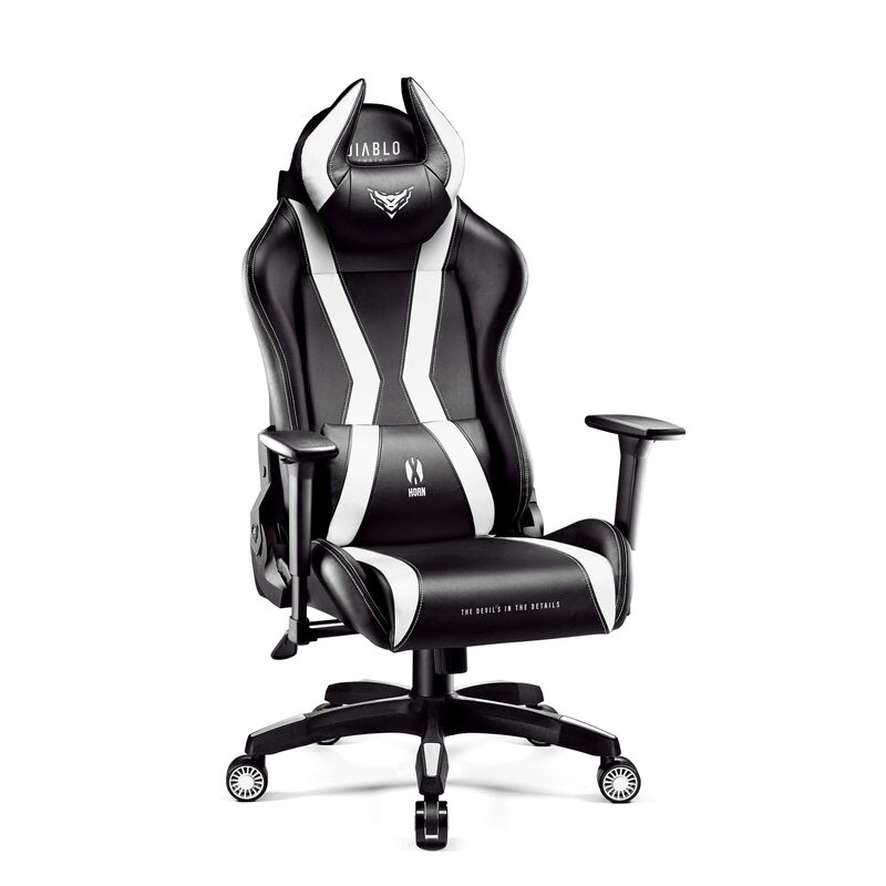 Diablo Chairs X-Horn 2.0 King Size Gamingowy do 180kg Skóra ECO Czarno-biały