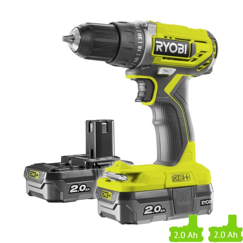 Wiertarko-wkrętarka RYOBI R18DD2-220S zestaw akumulatorów