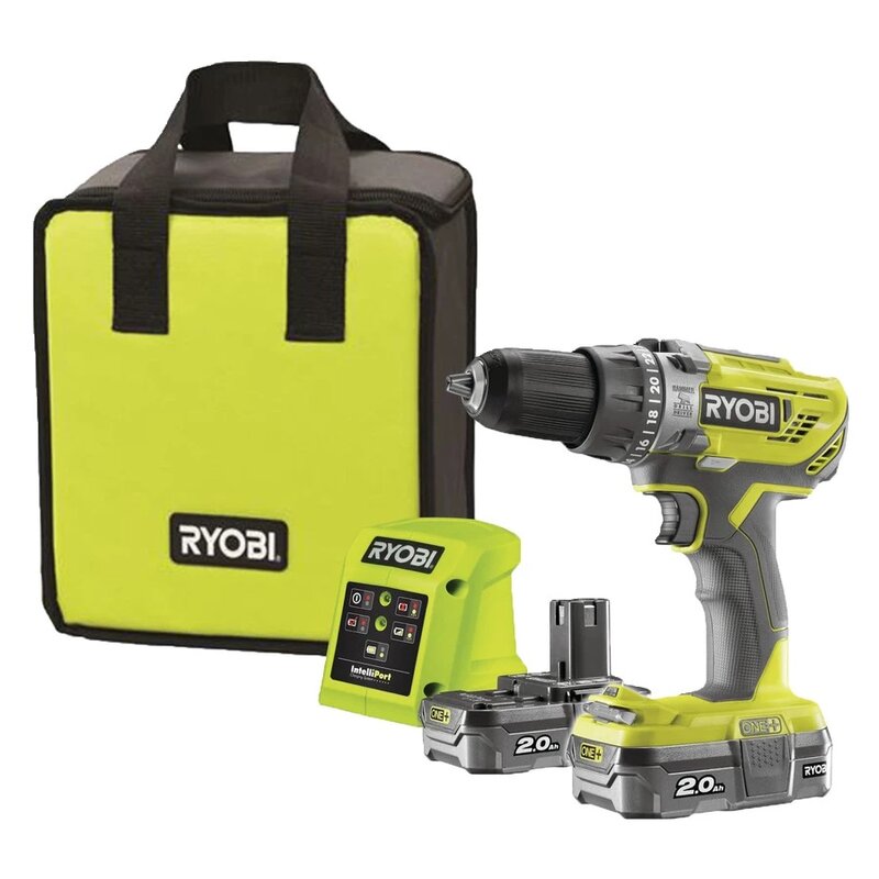 Wiertarko-wkrętarka RYOBI R18PD3-220S zestaw akumulatorów