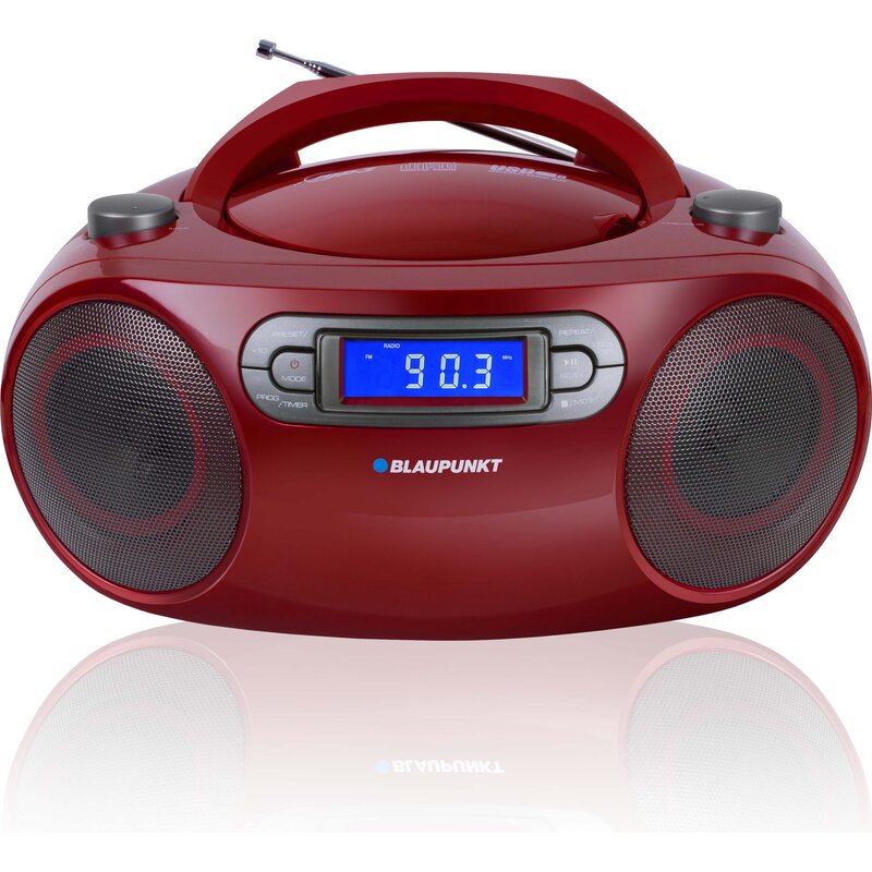 Radioodtwarzacz/Bombox BLAUPUNKT BB18RD Czerwony, Odtw. CD, CD-R, CD-RW, Wejście USB/AUX, Tuner FM, Zasilanie Bateryjno-Sieciowe