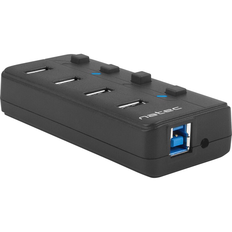 Natec Hub USB 4 porty Mantis 2 USB 3.0 z włącznikiem + zasilacz