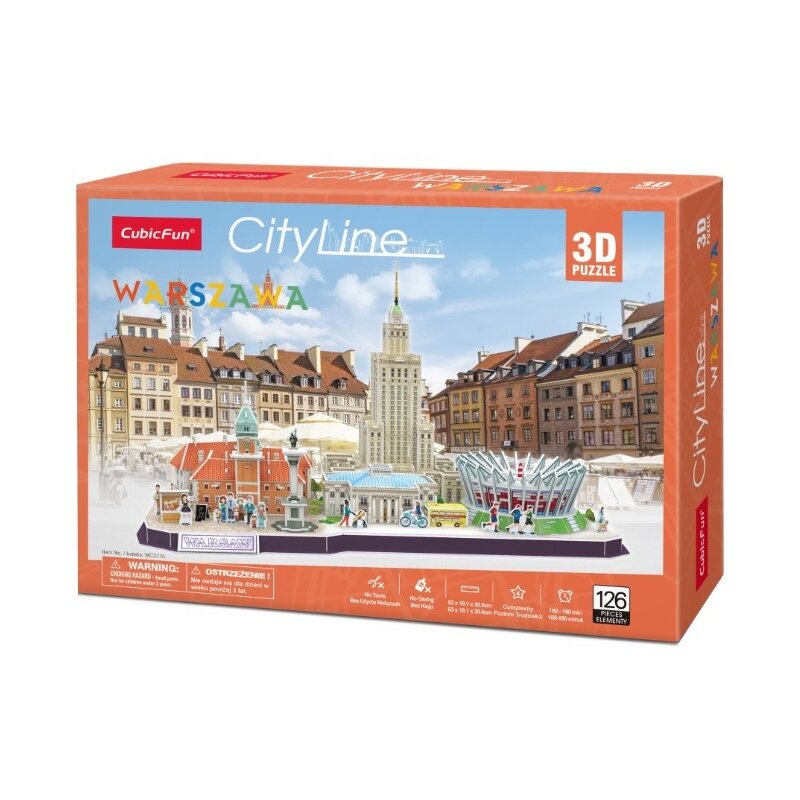 Puzzle DANTE Cubic Fun Cityline Warszawa 126 elementów Wielokolorowy