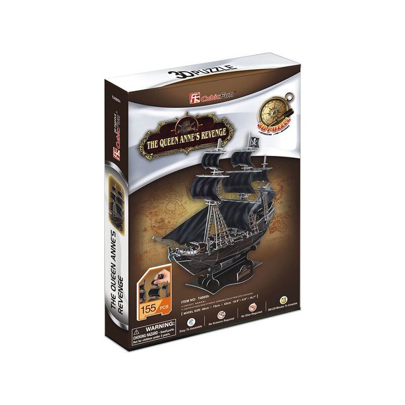 Puzzle 3D CUBIC FUN Okręt piracki Zemsta Królowej Anny T4005H (155 elementów)