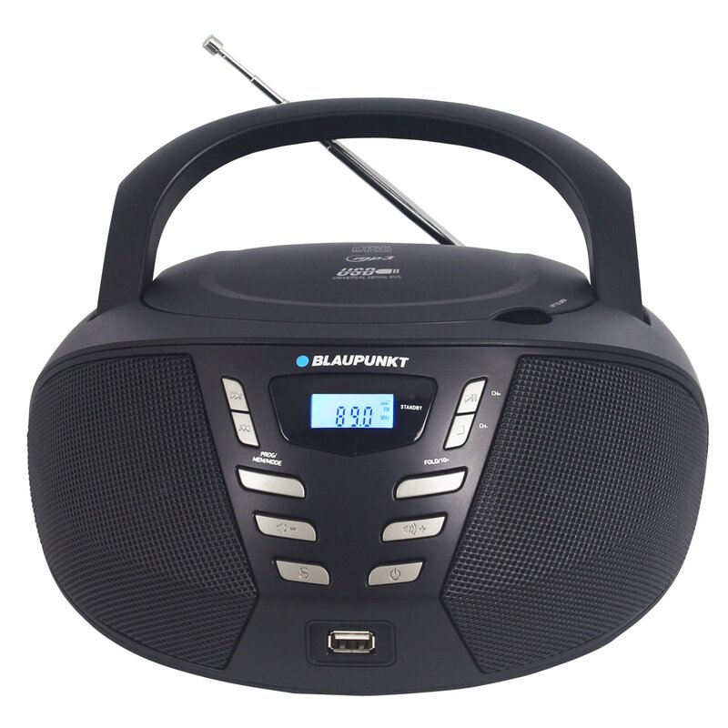 Radioodtwarzacz/Bombox BLAUPUNKT BB7BK Czarny, Odtw. CD, CD-R, CD-RW, Wejście USB/AUX/Mini-jack, Tuner FM, Zasilanie Bateryjne