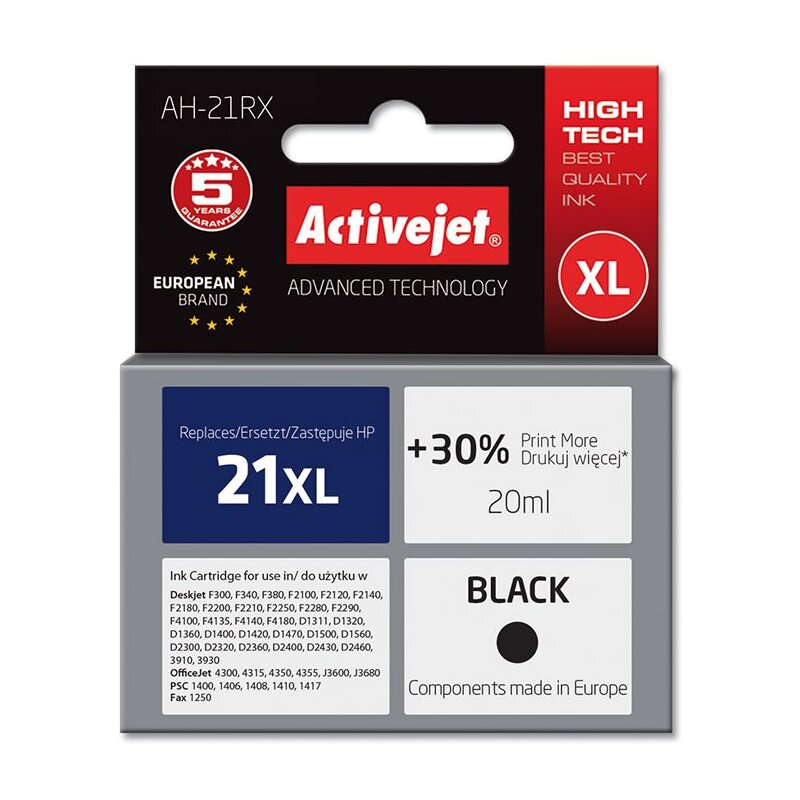 Tusz ACTIVEJET do HP 21 XL C9351A Czarny 20 ml AH-21RX