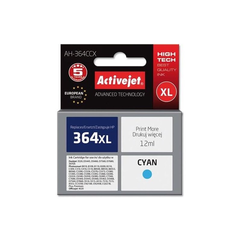 Tusz ACTIVEJET do HP 364 XL CB323EE Błękitny 12 ml AH-364CCX