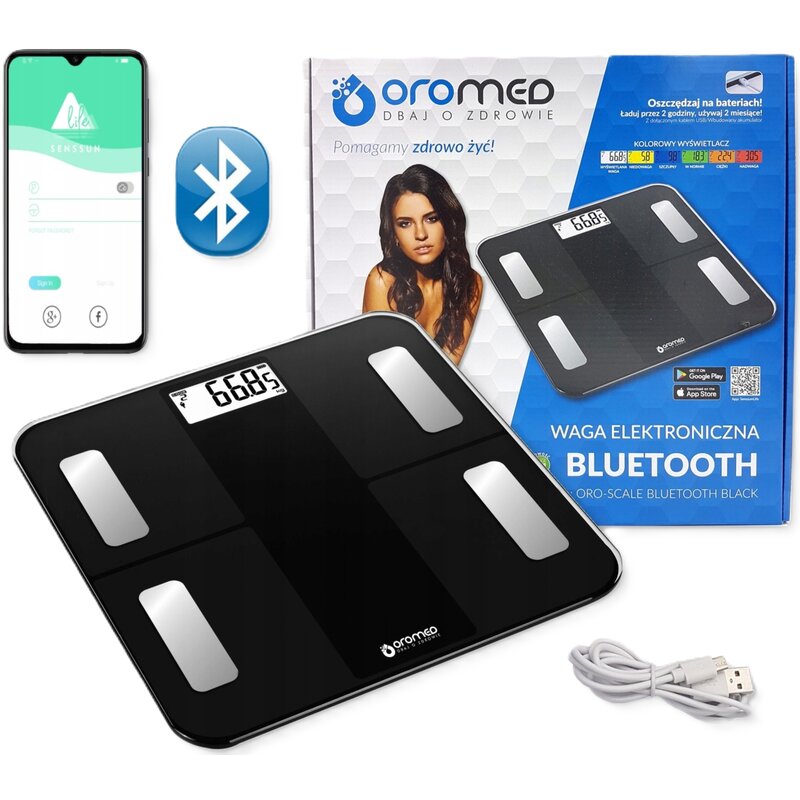 Waga łazienkowa OROMED Oro Scale Bluetooth Czarny