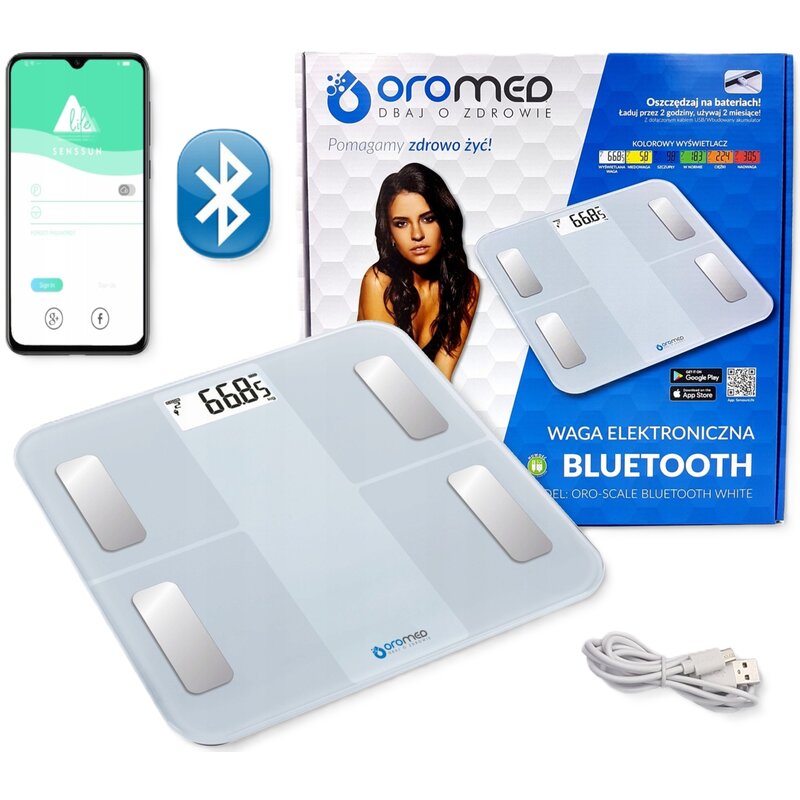 Waga łazienkowa OROMED Oro-Scale Bluetooth Biały