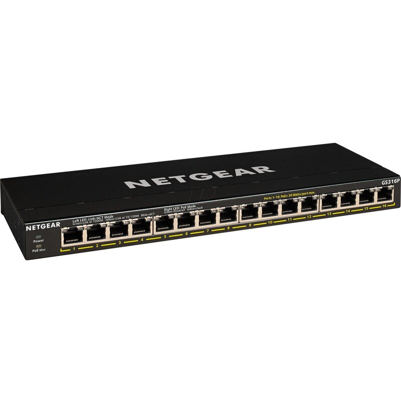 Netgear 16p GS316P (16x10/100/1000Mbit, 16xPoE+)