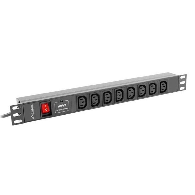 Lanberg Listwa zasilająca Rack PDU 19 cali 1U 16A 8X IEC C13 2m czarna C20
