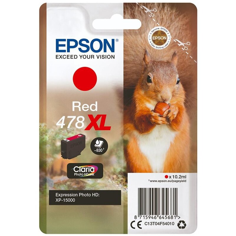 Tusz EPSON 478XL Czerwony 10.2 ml C13T04F54010