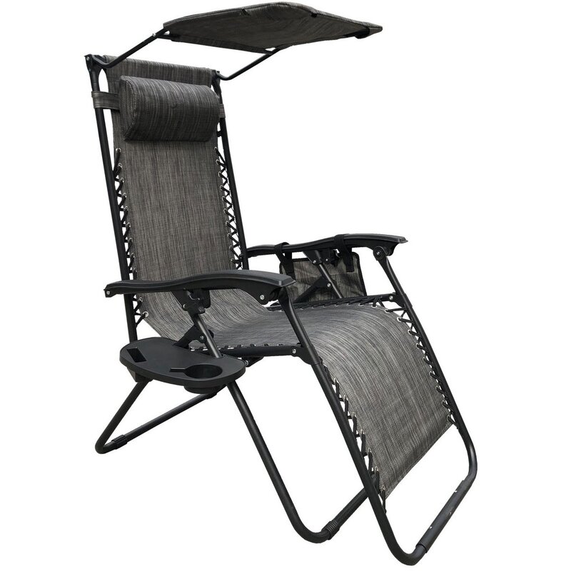 Leżak SASKA GARDEN Wielofunkcyjny z daszkiem Szary