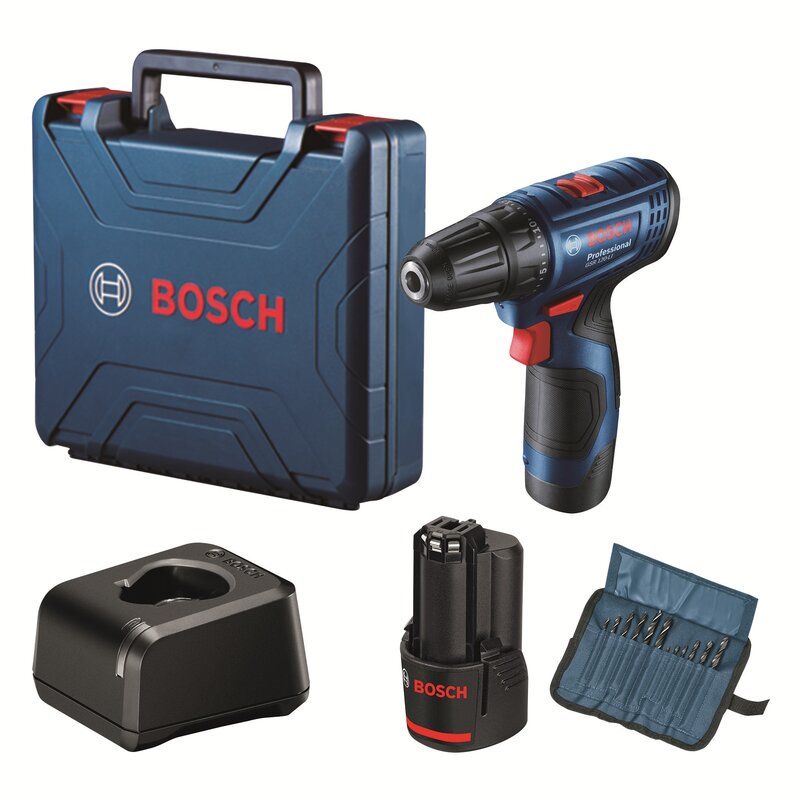 Wiertarko-wkrętarka BOSCH Professional GSR 120-LI 06019G8002 zestaw akumulatorów + osprzęt