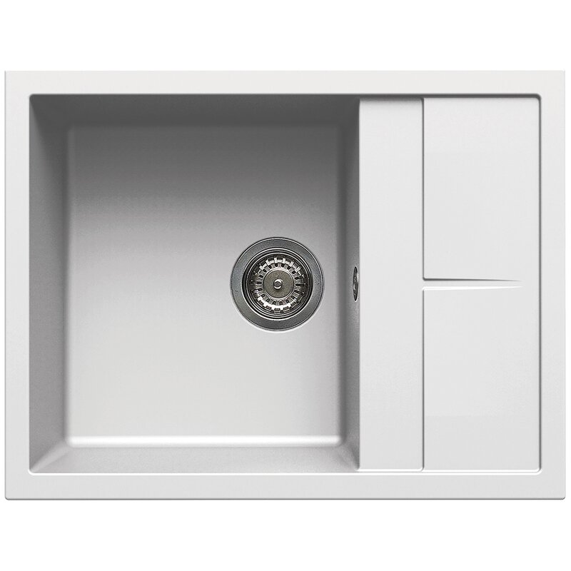 Zlewozmywak jednokomorowy z ociekaczem ELLECI Unico 125 G68 Bianco 50x65