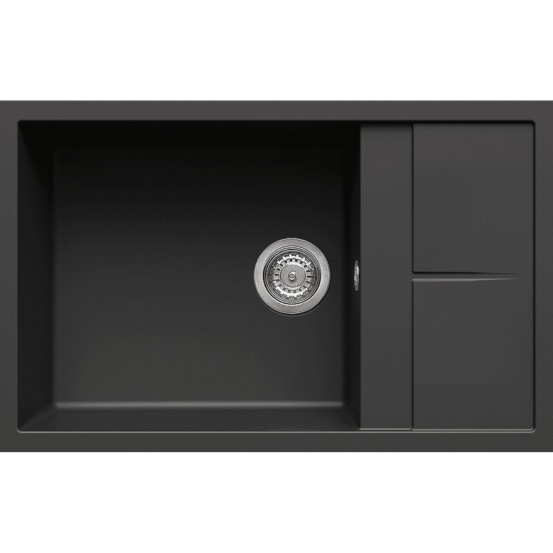 Zlewozmywak jednokomorowy z ociekaczem ELLECI Unico 310 G40 Nero 50x78