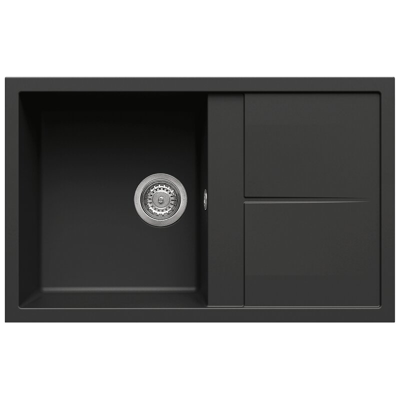 Zlewozmywak jednokomorowy z ociekaczem ELLECI Unico 300 G40 Nero 50x79