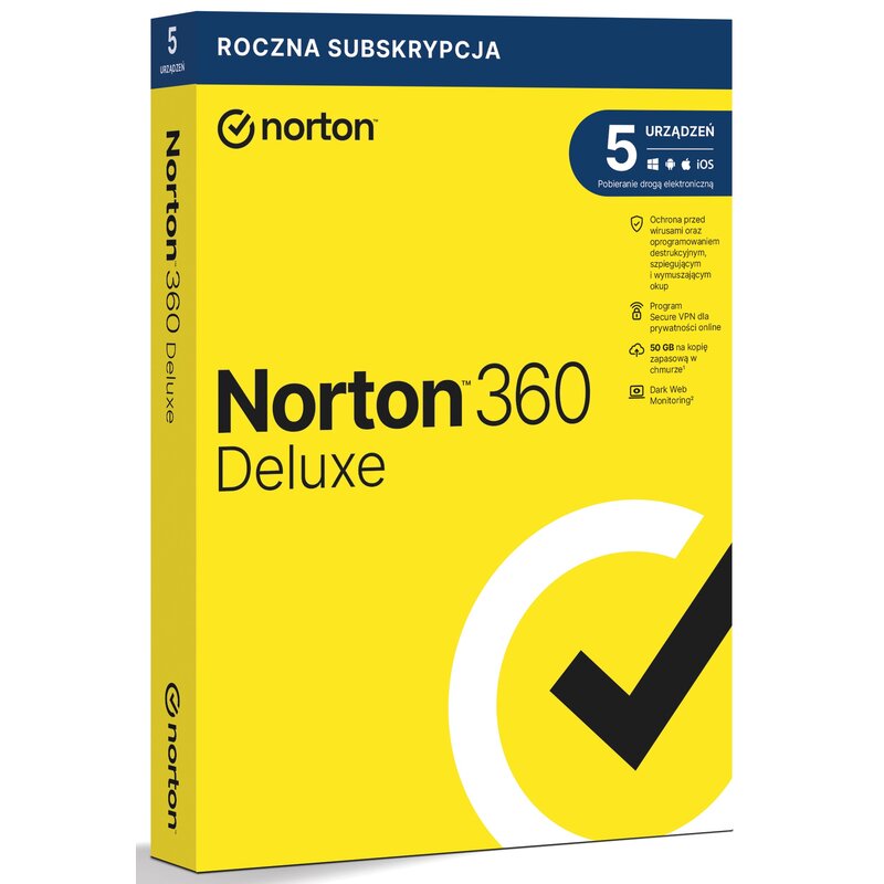 Antywirus NORTON 360 Deluxe 50GB 5 URZĄDZEŃ 1 ROK Kod aktywacyjny