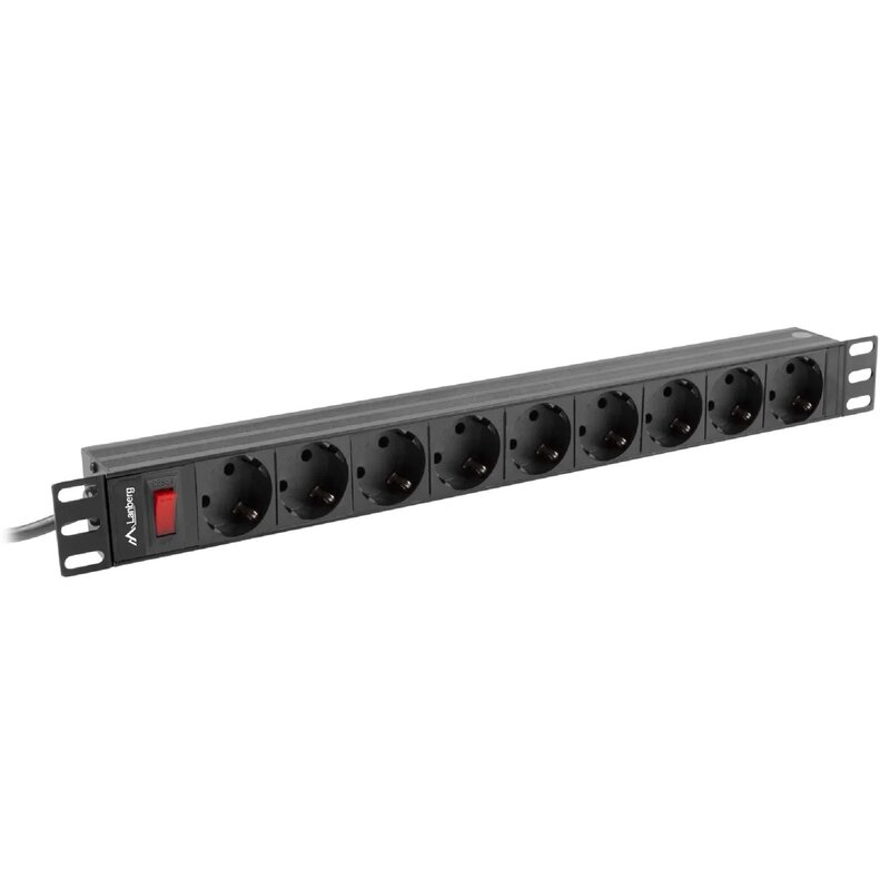 Lanberg RACK PDU 19" 1U 16A 9x Schuko Czarny 3m