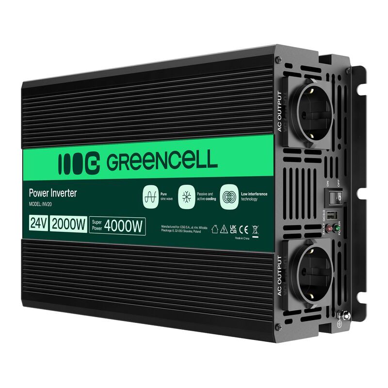 Green Cell INV20 24V na 230V 2000W/4000W Czysta sinusoida