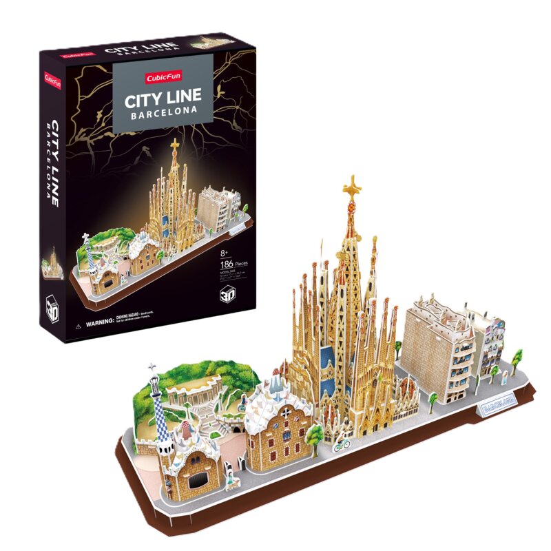 Puzzle 3D CUBIC FUN City Line Barcelona MC256H (186 elementów)