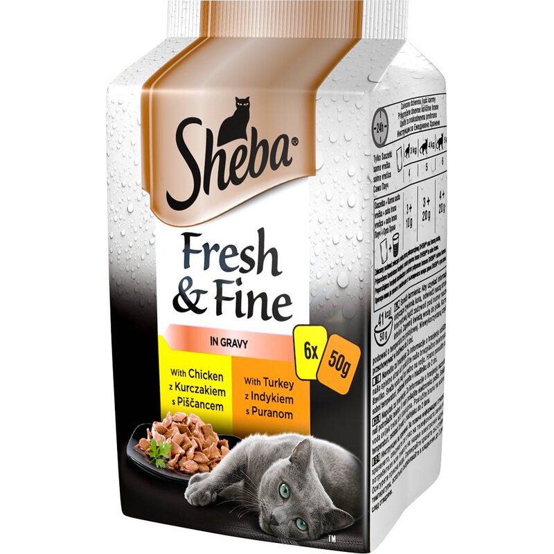 Karma dla kota SHEBA Fresh Fine W Sosie Smaki Drobiowe 6 x 50 g