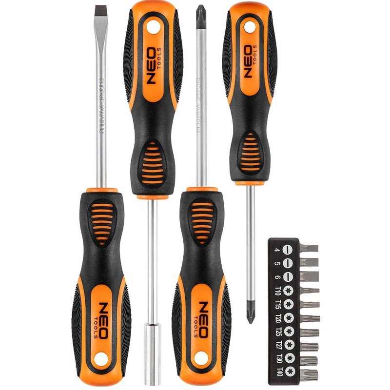 Zestaw wkrętaków i końcówek wkrętakowych NEO TOOLS 04-196 (14 sztuk)