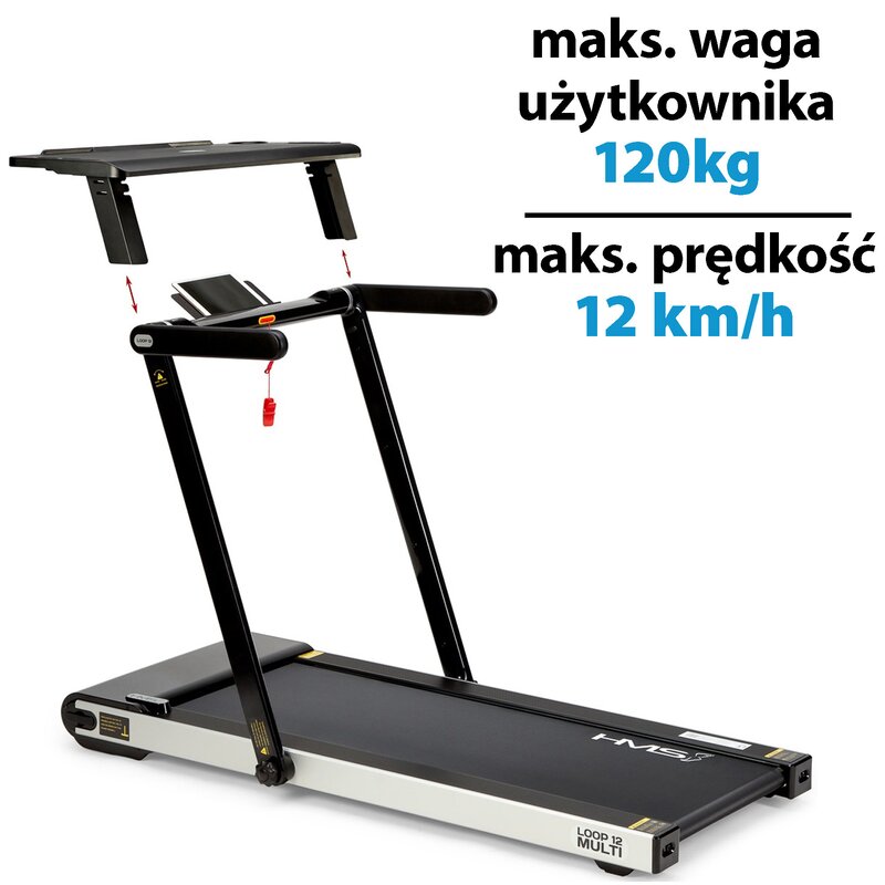 Bieżnia elektryczna HMS Loop 12 Multi 930W 12km/h Czarny