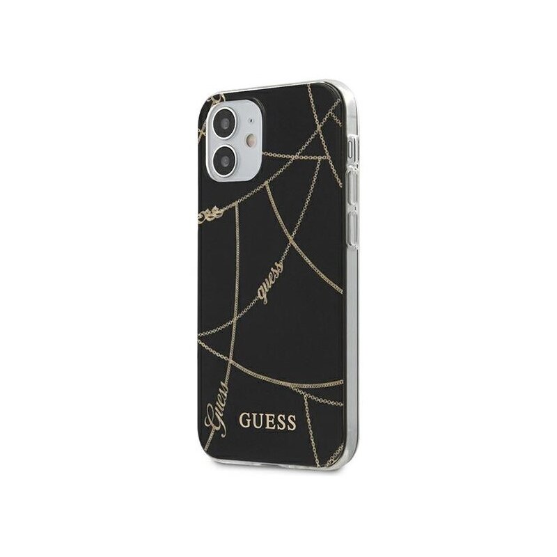 Etui GUESS Gold Chain Collection do Apple iPhone 12 mini Czarny