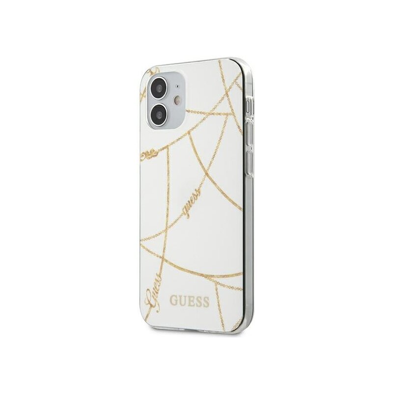 Etui GUESS Gold Chain Collection do Apple iPhone 12 mini Biały