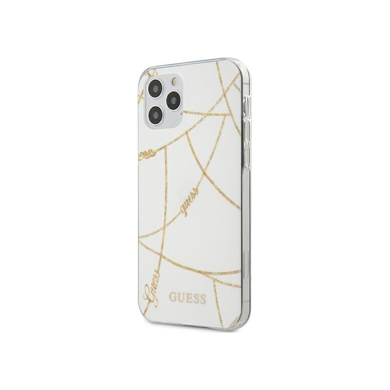Etui GUESS Gold Chain Collection do Apple iPhone 12 Pro Max Biały