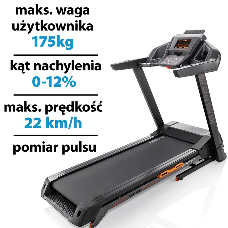 Bieżnia elektryczna KETTLER Alpha Run 800 2900W 22km/h