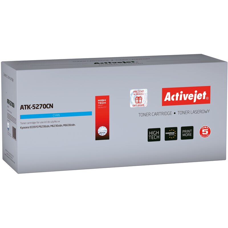 Activejet ATK-5270CN Toner do drukarki Kyocera, Zamiennik Kyocera TK-5270C; Supreme; 6000 stron; Błękitny.