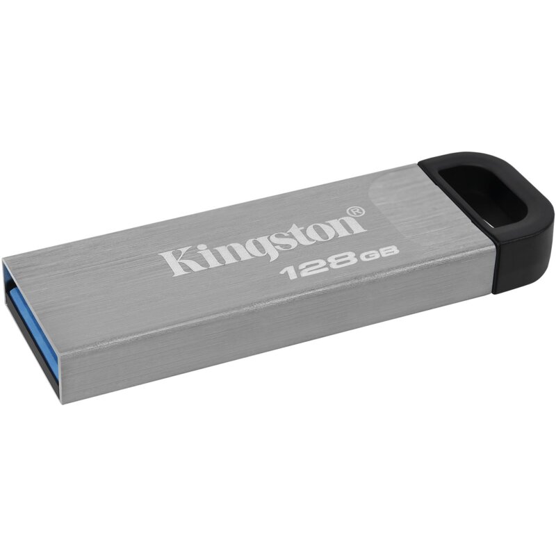 Pendrive KINGSTON DataTraveler Kyson 128GB USB 3.2 Gen. 1 (USB 3.0), Odczyt 200Mb/s, Zapis 60Mb/s Srebrno-czarny