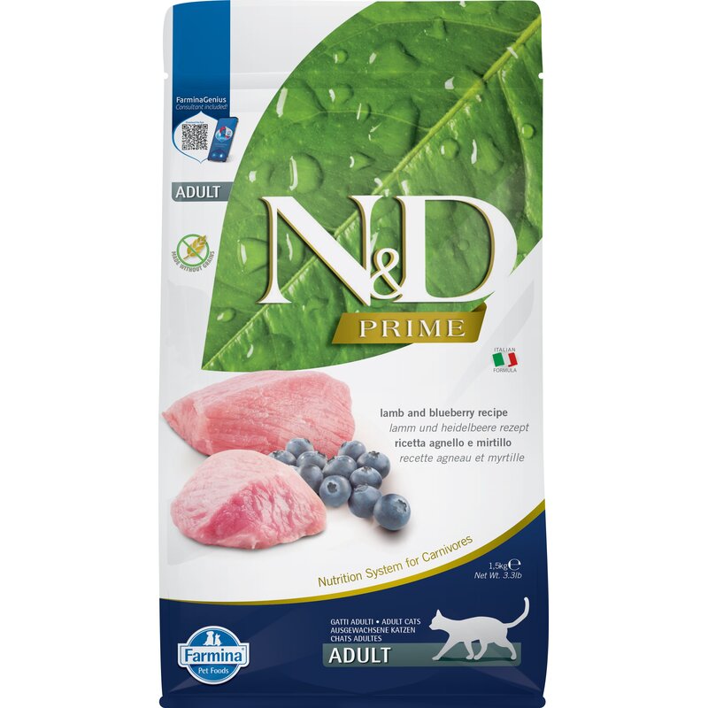 FARMINA N&D Prime Lamb & Blueberry Adult - sucha karma dla kota - 1,5kg