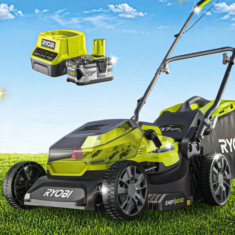 Kosiarka akumulatorowa RYOBI RY18LM37A-240 37 cm, rozdrabnianie, 4 Ah, 18 V, kosz 45L, 2 akumulatory 4 Ah