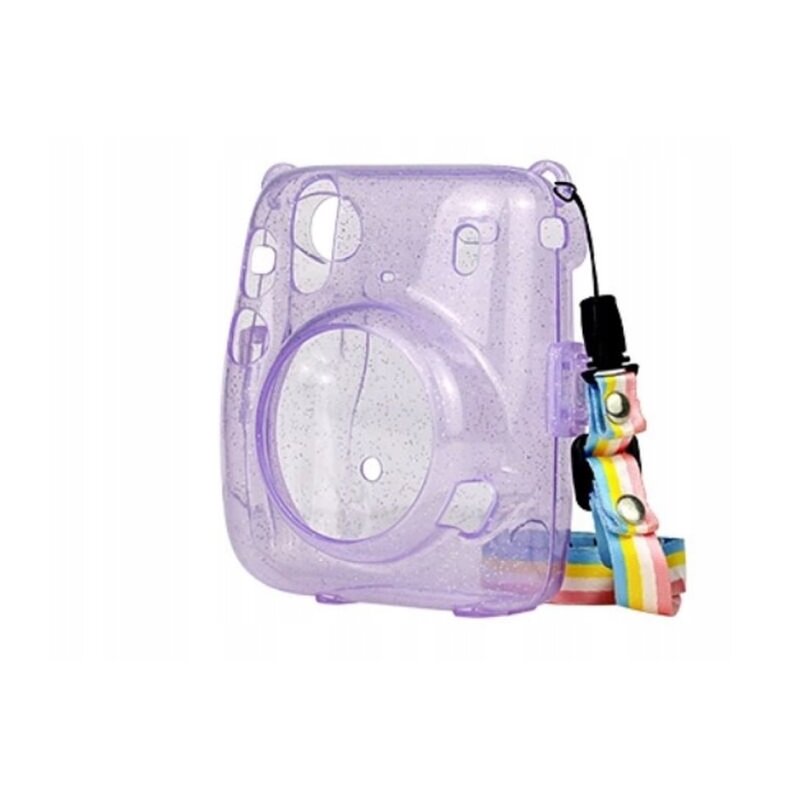 Futerał LOVEINSTANT Instax Mini 11 Fioletowy Brokat Przezroczysty