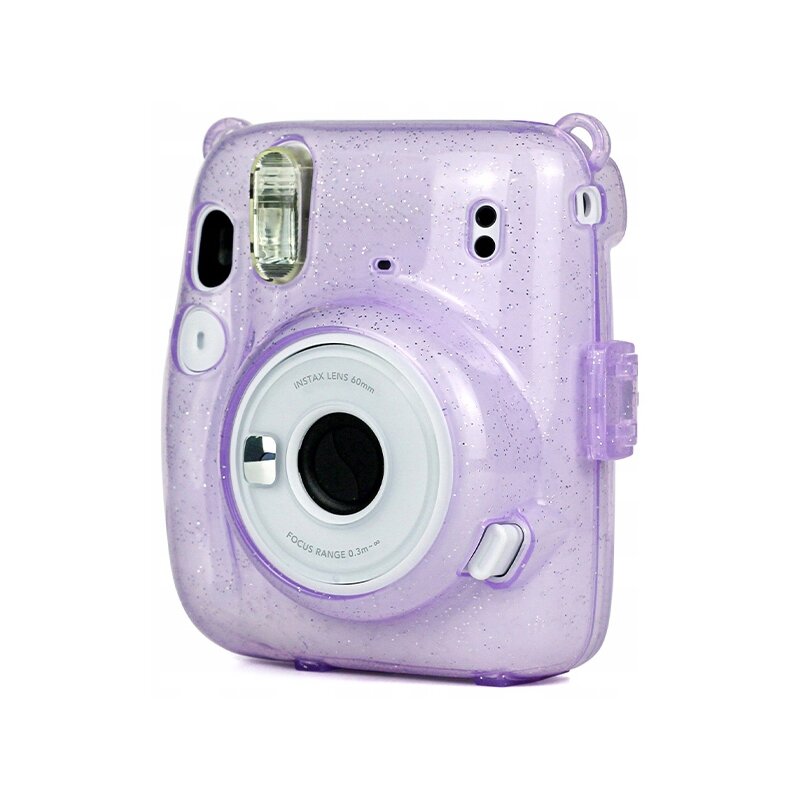 Futerał LOVEINSTANT Instax Mini 11 Fioletowy Brokat Przezroczysty