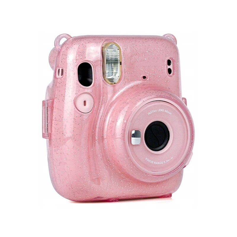 Futerał LOVEINSTANT Instax Mini 11 Różowy Brokat Przezroczysty