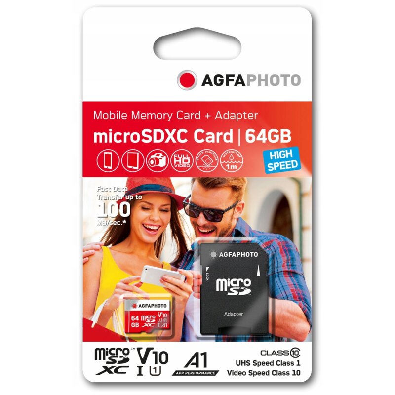 Karta pamięci AGFAPHOTO microSDXC 64GB + Adapter