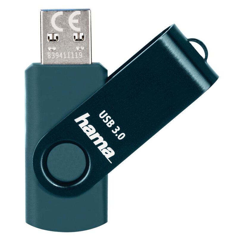 Pendrive HAMA Rotate 128GB, USB 3.2 Gen. 1 (USB 3.0), Odczyt 90 Mb/s Niebieski