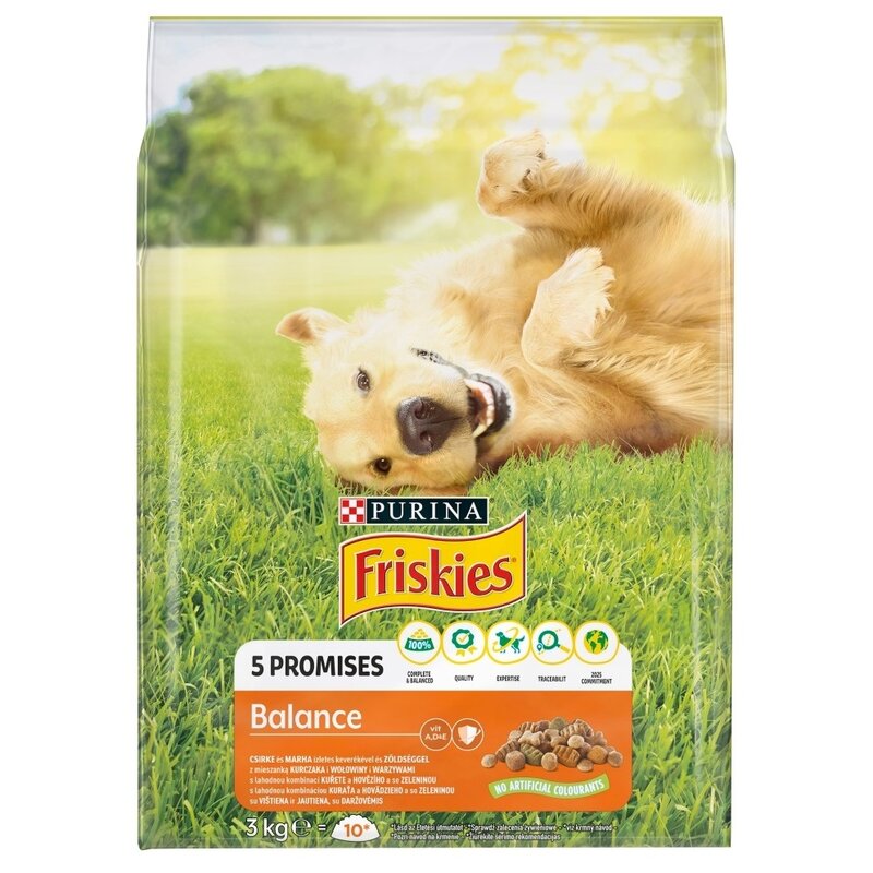 Karma dla psa FRISKIES 5 Promisses Balance Kurczak, Wołowina i Warzywa 3 kg