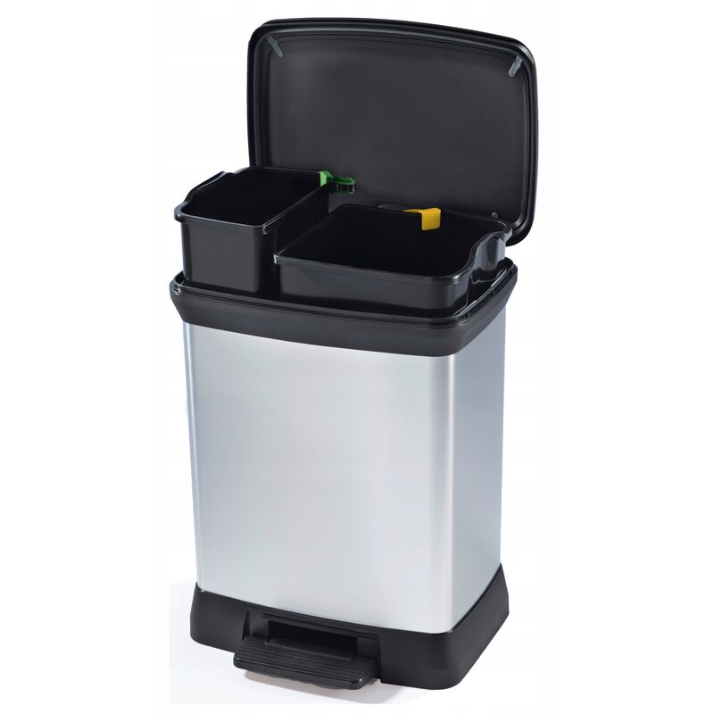 Kosz na śmieci CURVER Deco Duo 203291 28L Srebrny